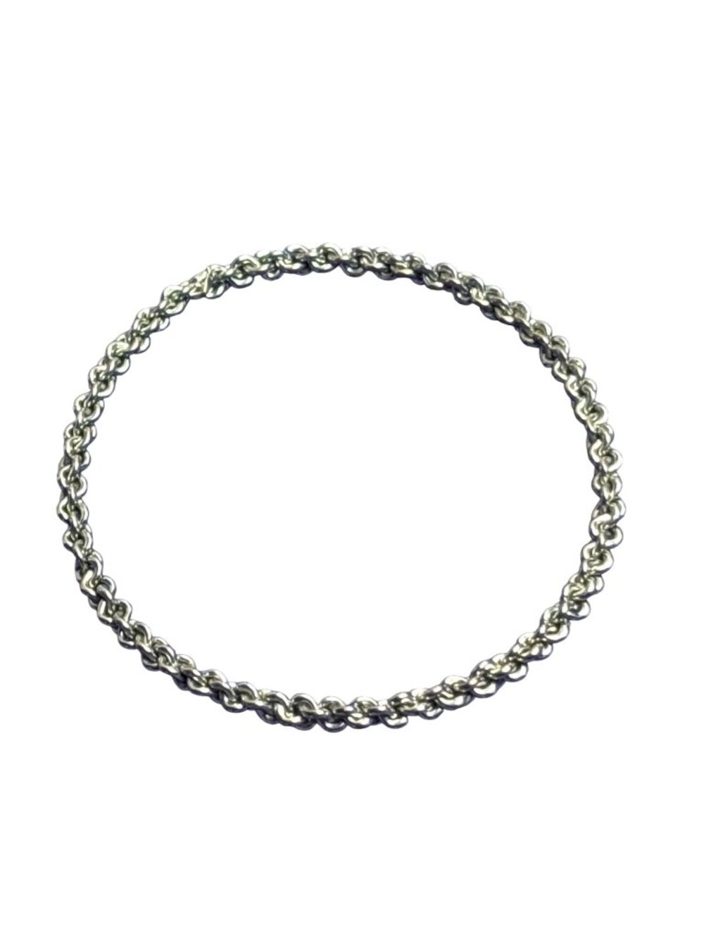 Vintage Silvertone Chain Textured Bangle Bracelet 8.25 inches
